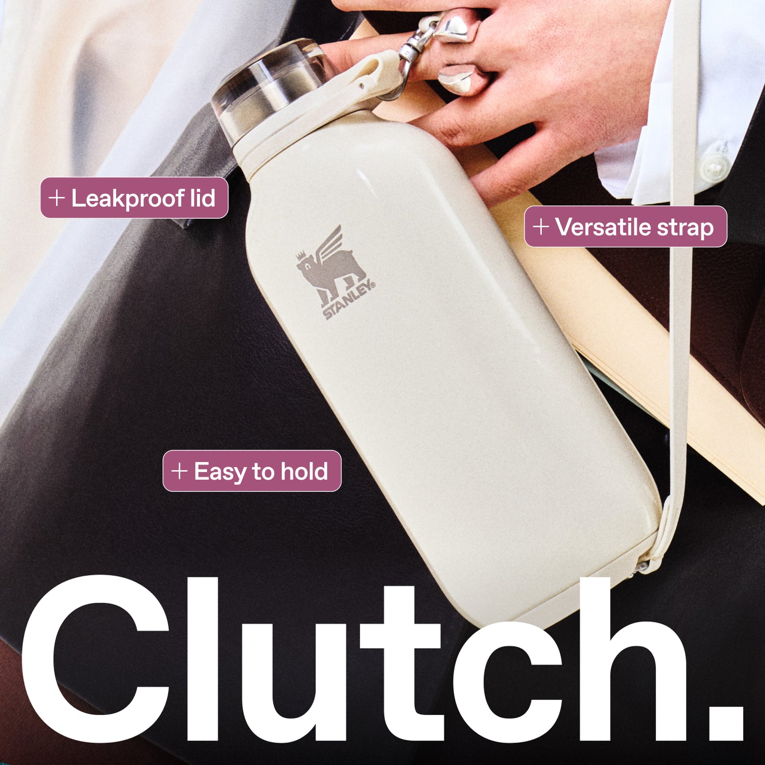 Stanley 1913 The Stanley Clutch Bottle 16 OZ in Rose Quartz Gloss | View 7
