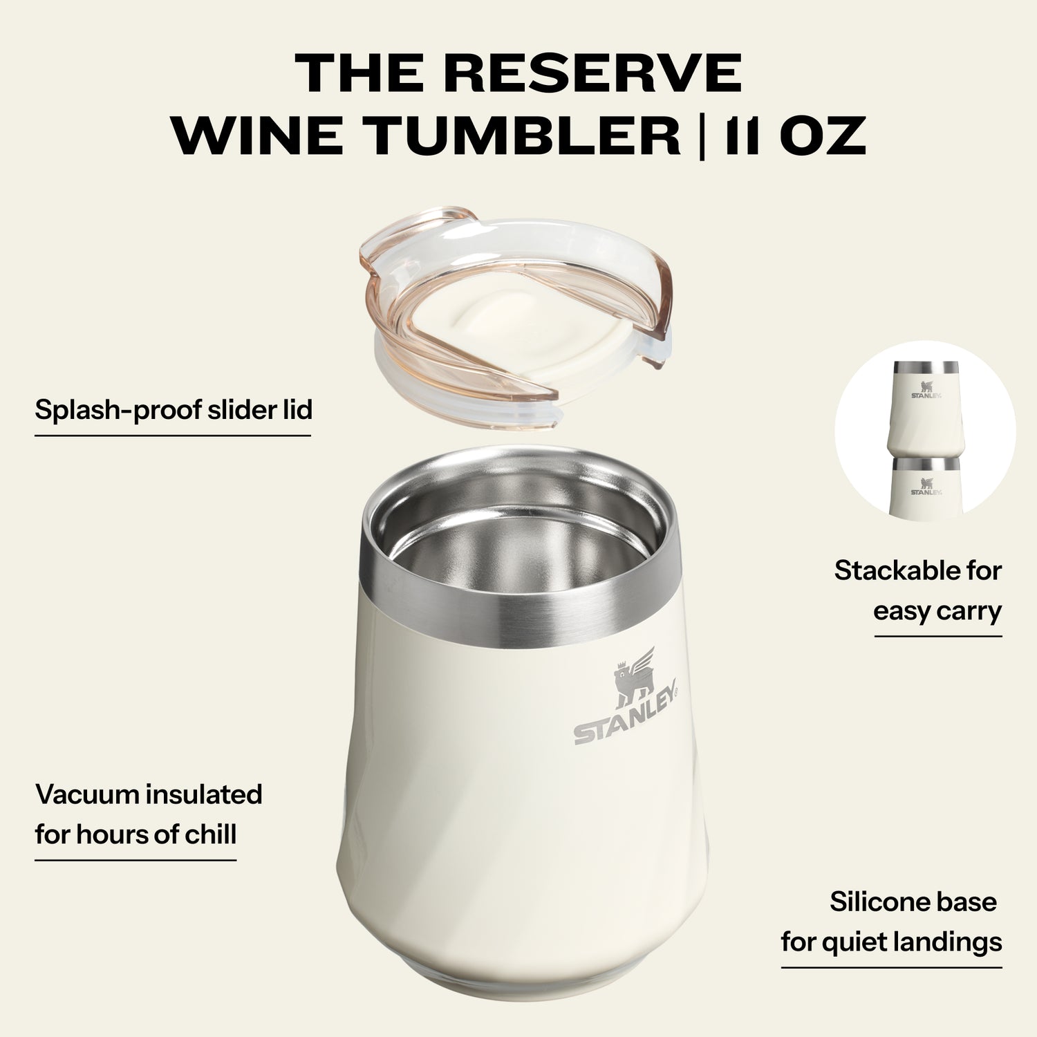 Stanley 1913 The Textured Reserve Wine Tumbler 11 OZ in Cream Gloss | View 4