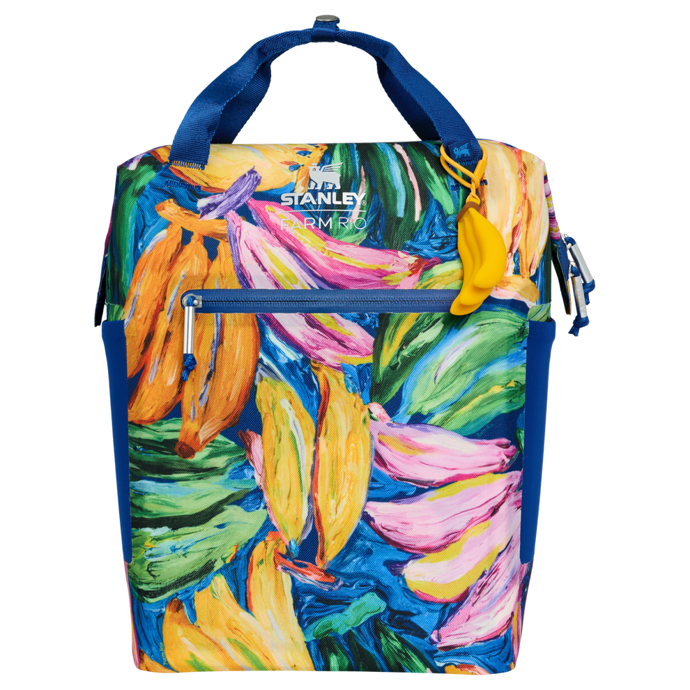 Stanley 1913 Stanley 1913 x FARM Rio All Day Madeleine Mini Cooler Backpack 14 QT in Farm Rio Painted Bananas | Front Back View