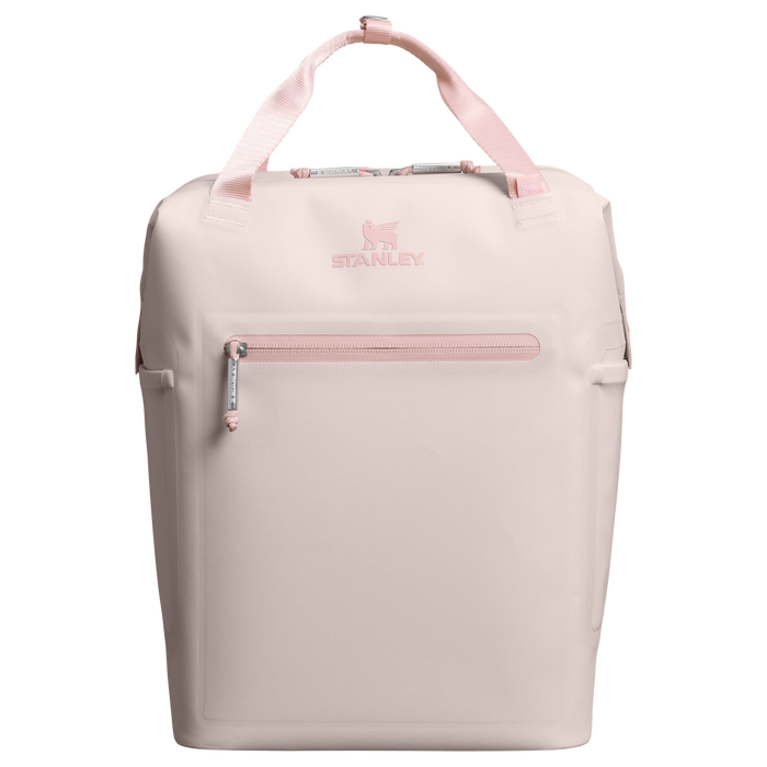 Stanley 1913 The All Day Madeleine Mini Cooler Backpack 20 Can 14 QT 13.2 L in Rose Quartz | Front Back View