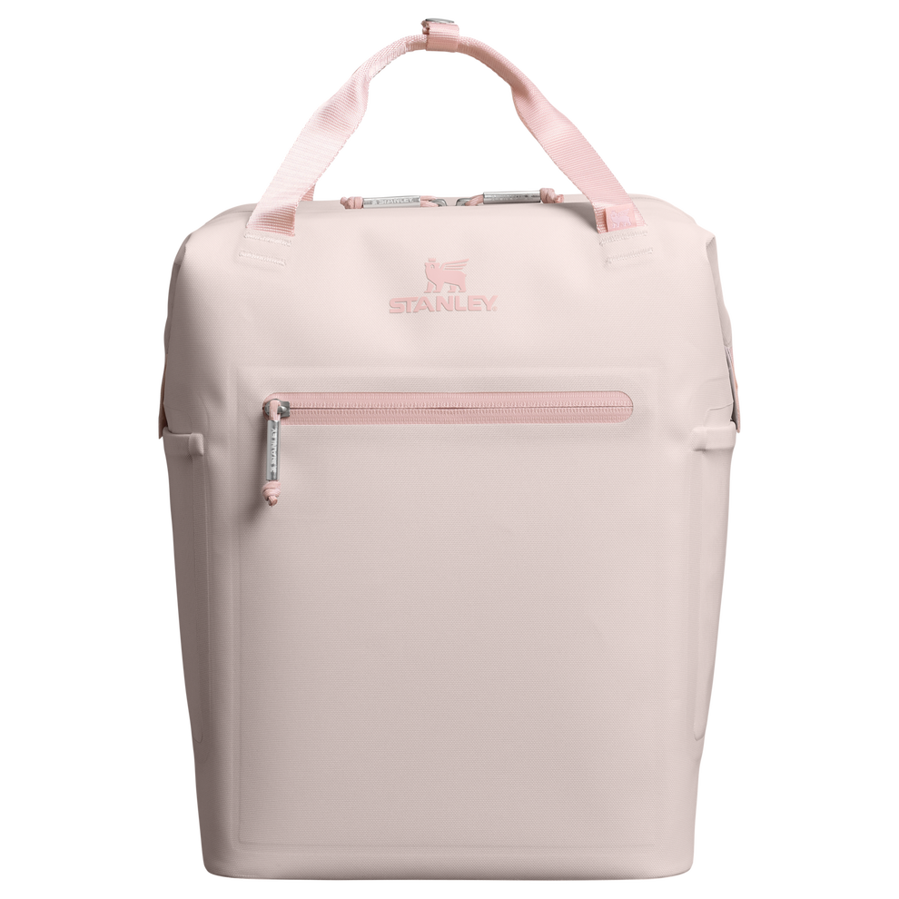 Stanley 1913 The All Day Madeleine Mini Cooler Backpack 20 Can 14 QT 13.2 L in Rose Quartz | Front Back View