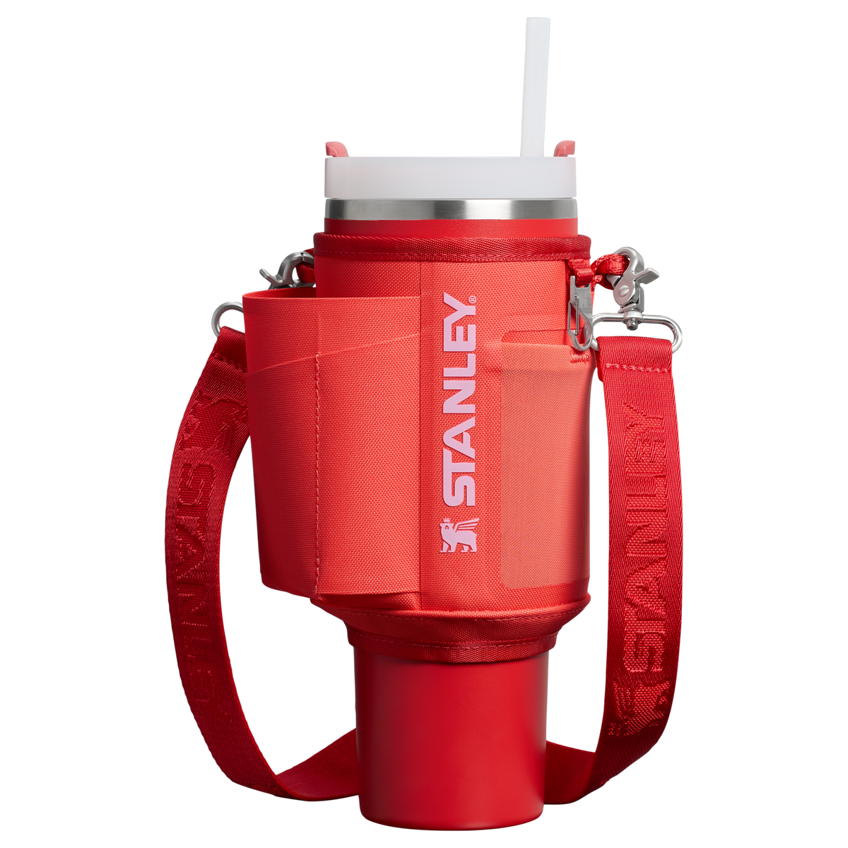 Stanley 1913 The All Day 40 OZ Quencher Carry-All in Hot Coral