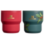 Swatch for Stanley 1913 The Cheers & Cheer Stay-Hot Stacking Cup 2-Piece Set 10 OZ in Holly Berry Gloss/Holiday Botanical