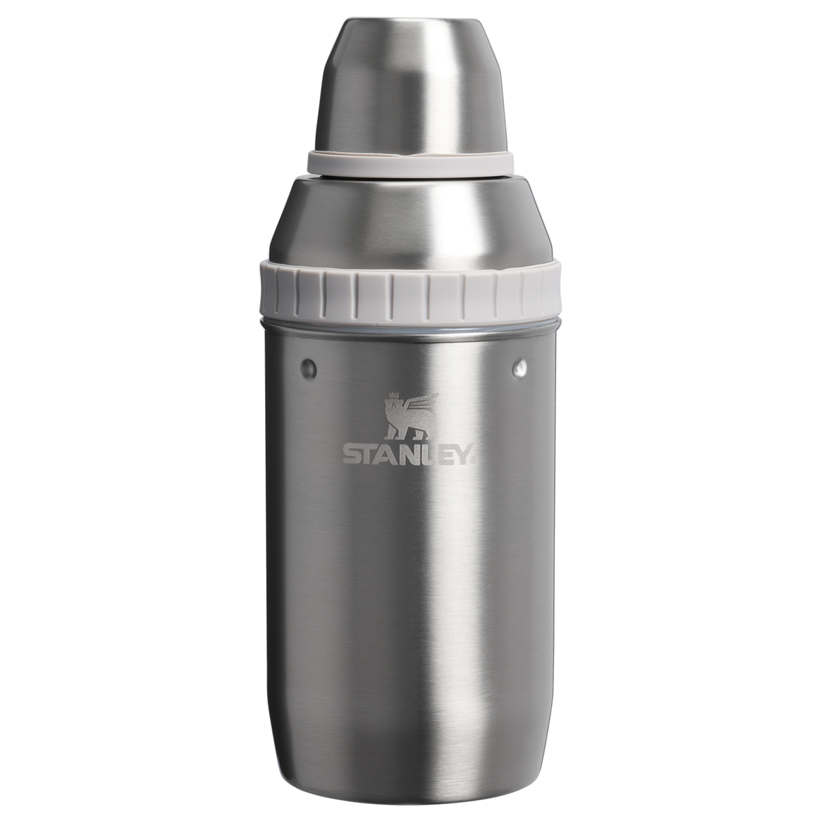 Stanley 1913 Adventure Happy Hour Cocktail Shaker Set in Stainless Steel Ash | Front View