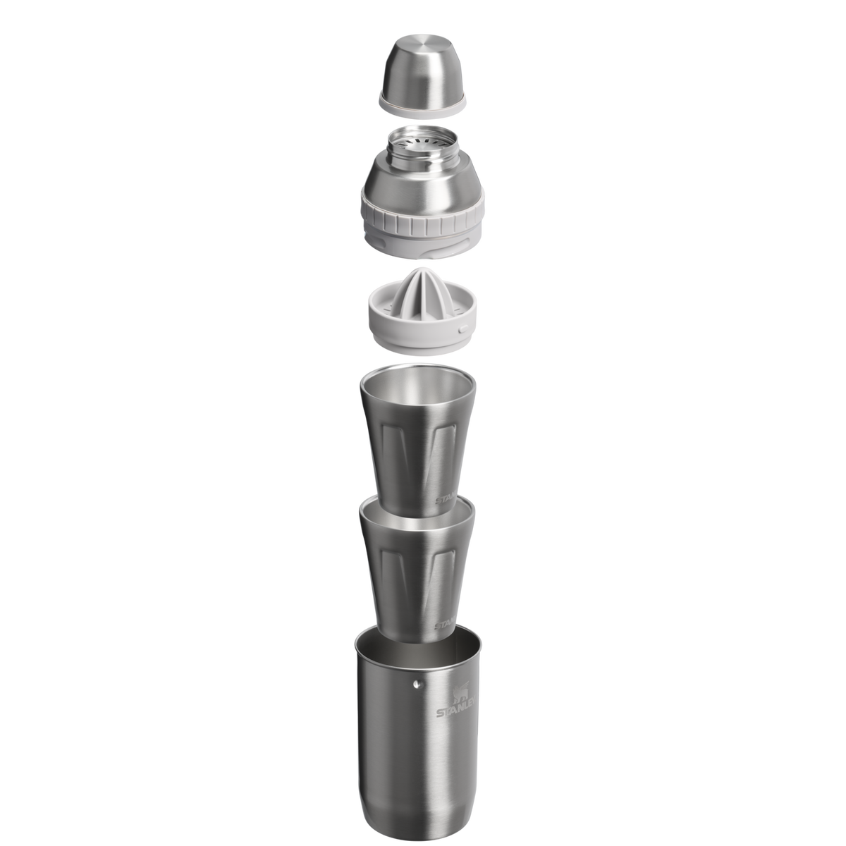Stanley 1913 Adventure Happy Hour Cocktail Shaker Set in Stainless Steel Ash | Front View