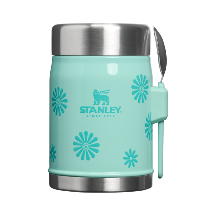 Stanley 1913 Classic Legendary Food Jar + Spork 14 OZ in Teal Daisies | Front View