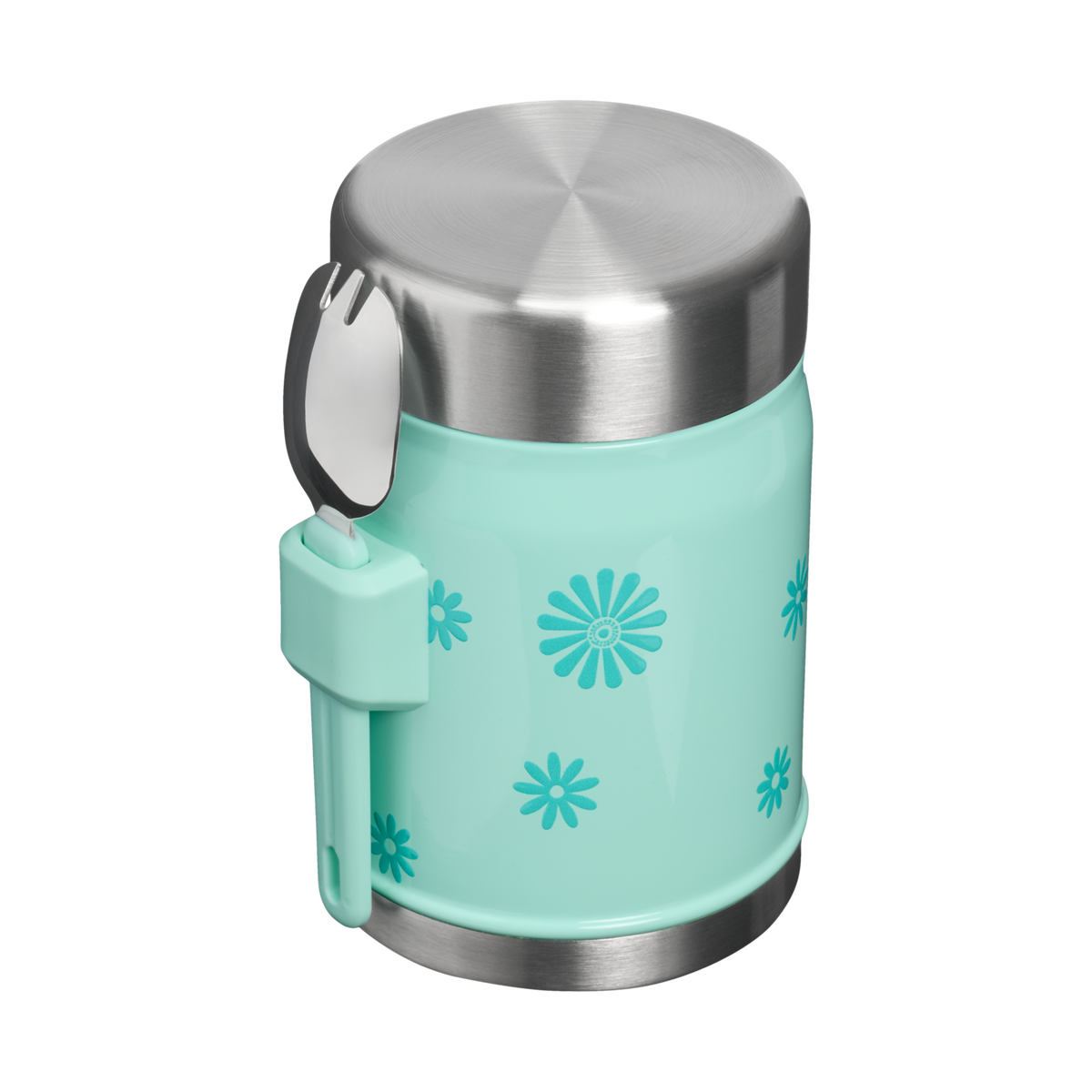 Stanley 1913 Classic Legendary Food Jar + Spork 14 OZ in Teal Daisies | Back View