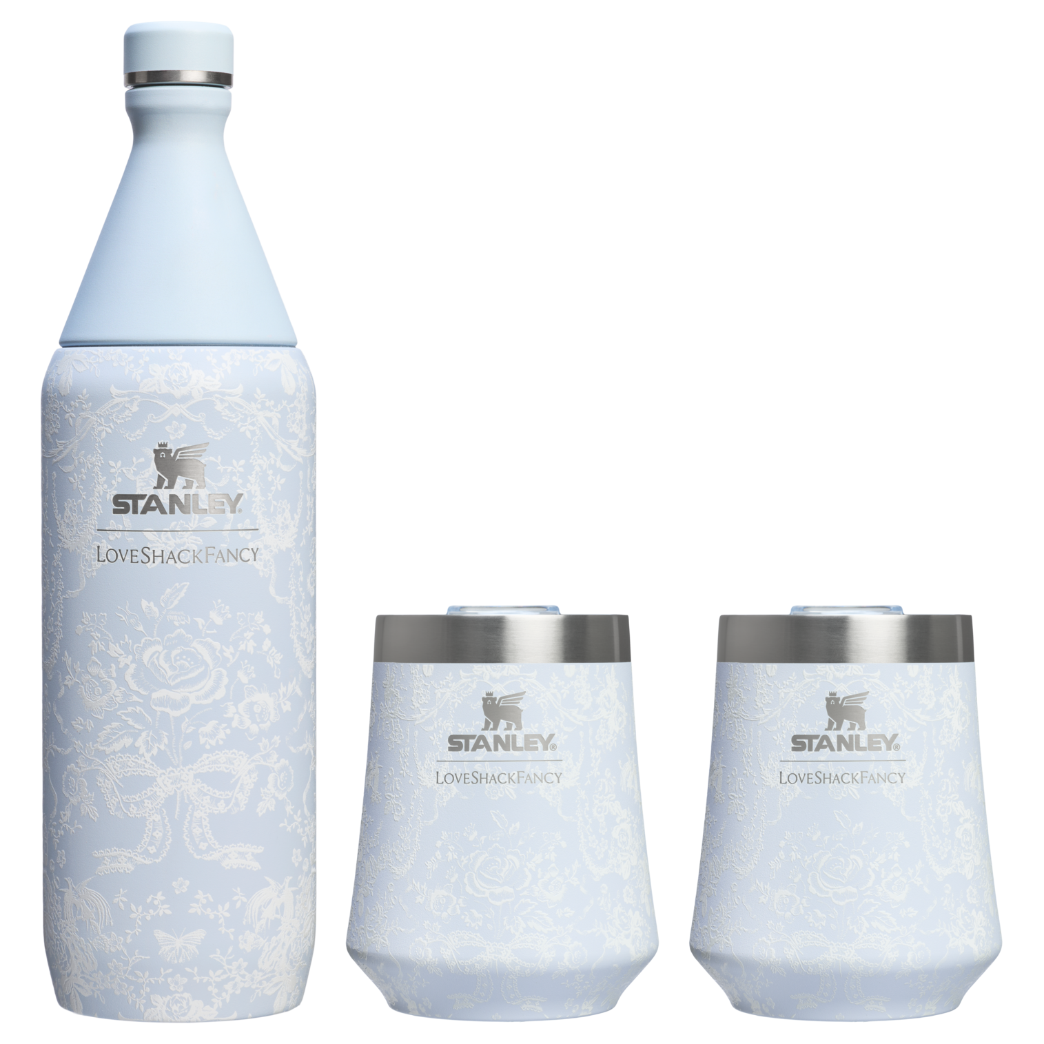 Stanley 1913 Stanley 1913 x LoveShackFancy Holiday Reserve All Day Wine Set 34 OZ 11 OZ in Toscana Toile Alpine Blue | Front View