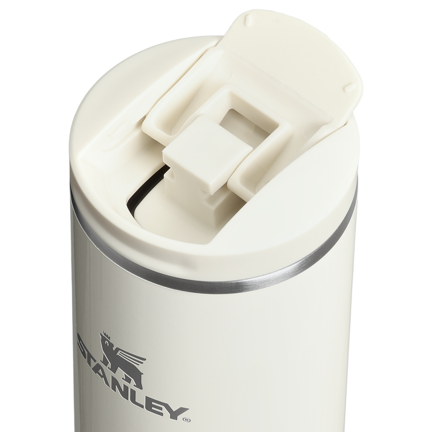 Stanley 1913 The Transit Flip Top Mug 20 OZ in Cream Gloss | Lid Detailed View