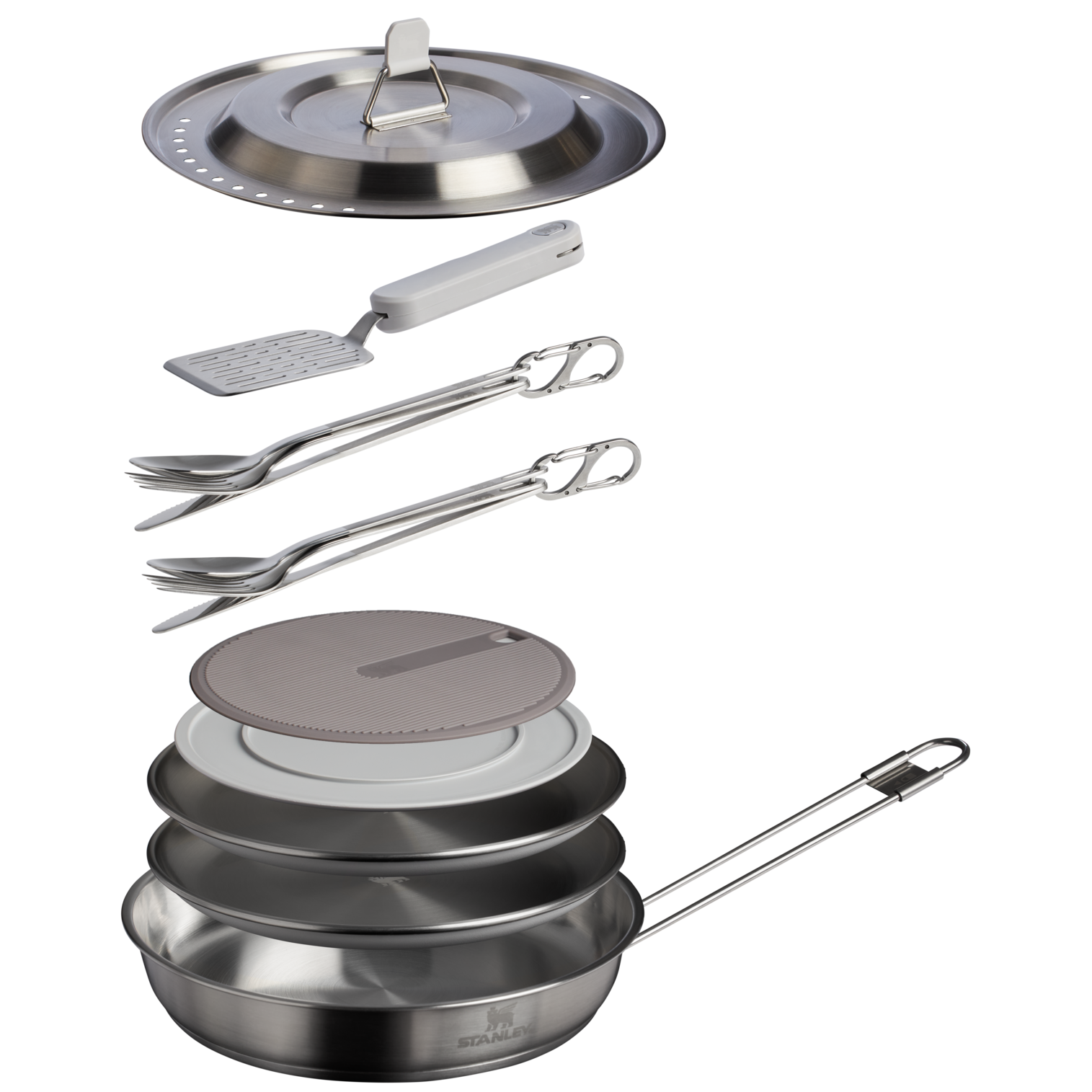 Stanley 1913 The Wildfare Pro Fry Pan Cookset 15-piece set 1.1 QT in Pale Pebble + Stone