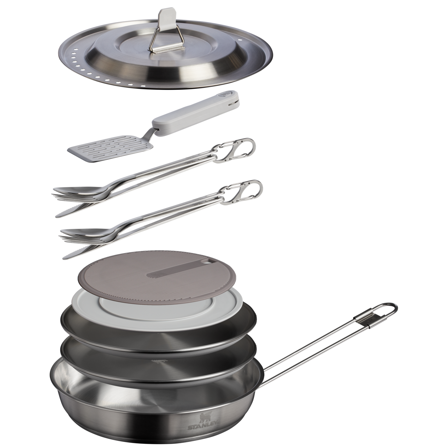 Stanley 1913 The Wildfare Pro Fry Pan Cookset 15-piece set 1.1 QT in Pale Pebble + Stone | View 1