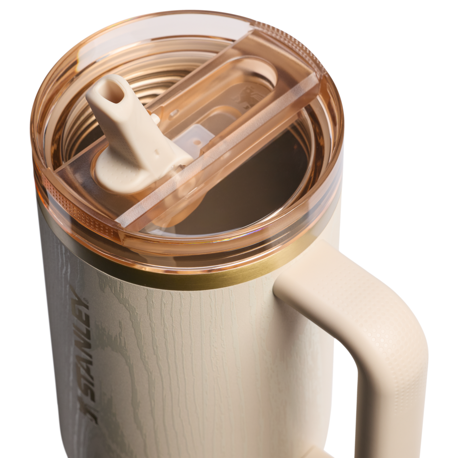Stanley 1913 The Cheers & Cheer Quencher ProTour Flip Straw Tumbler 40 OZ in Birch Woodgrain | Lid Detailed View