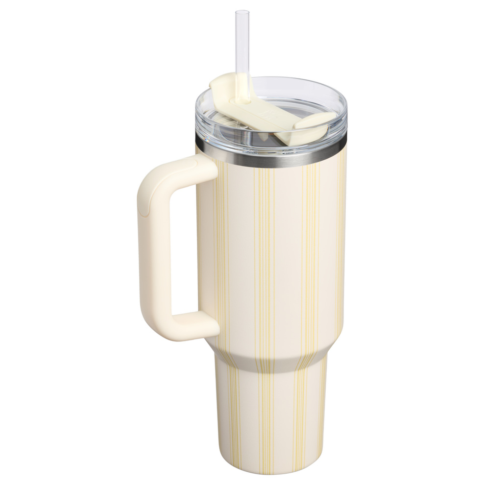 Stanley 1913 The Quencher H2.0 Flowstate™ Tumbler 40 OZ in Cream Picnic Stripe | Back View